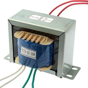 EI75*35 220v to 2x12v 50W, Трансформатор питания сердечник EI75-35, 50 Гц, понижение с 220 В до 2х12 В, 4.2 А, 50 Вт, крепление на 2 винта